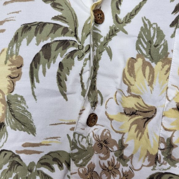 Roundtree & Yorke Men's Size XL Shirt Floral‎ Yellow Green Hawaii Style Top - Picture 3 of 8